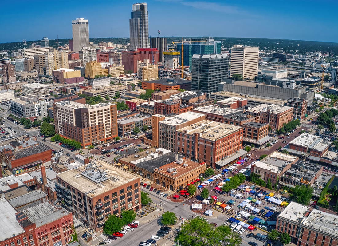 Arapahoe, NE - Aerial View of the Farmer's Market in Omaha, Nebraska During Summer