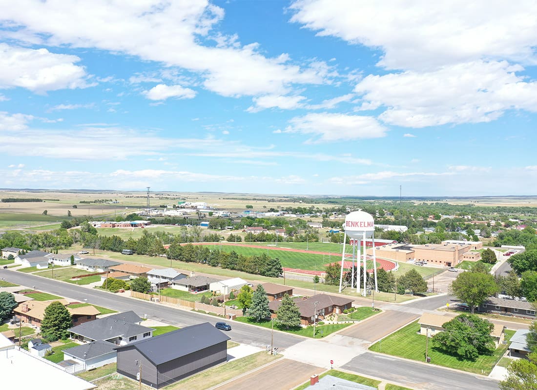 Benkelman, NE - Beautiful Overhead View of Our Local Town on a Clear Sunny Day Overlooking Farmland